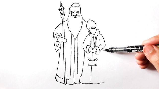 Как нарисовать Деда Мороза и Снегурочку