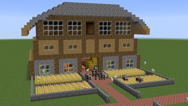 Майнкрафт - Как построить огромный дом на ферме. Minecraft