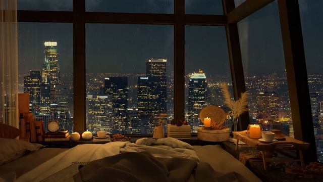 4K Cozy Bedroom in Los Angeles with Smooth Piano Jazz Music for Relaxing, Chilling