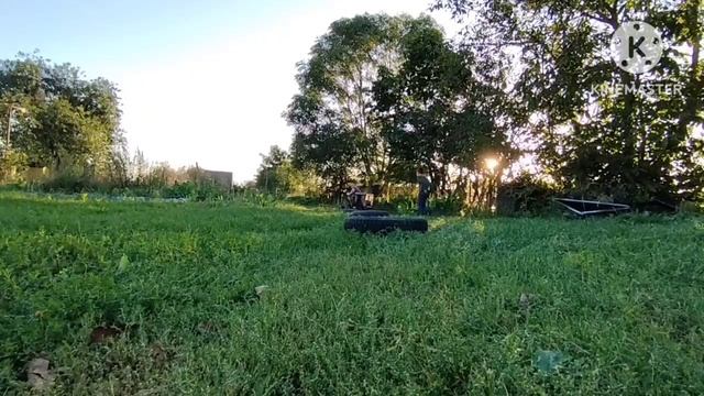 Картинг своими руками с двигателем  от бензокосы, племянники счастливы)