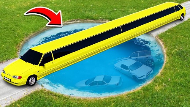 ПРОЕХАЛ ГЛУБОКУЮ ЯМУ С ВОДОЙ НА САМОМ ДЛИННОМ ЛИМУЗИНЕ ВАЗ 2114 ЧЕТЫРКА  ГТА 5 МОДЫ РАЙЛЮХА