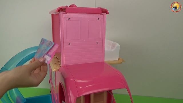 Авто домик для куклы Барби с мебелью. Распаковка игрушек для девочек Barbie Pop Up Camper 2015