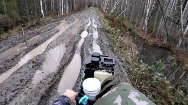 Мотобуксировщик с летним модулем на четырёх колёсах