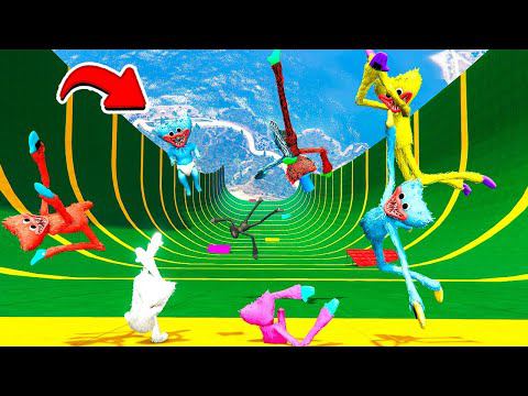 СПУСК БЕЗ ТОРМОЗОВ ЗА СЕМЬЮ ХАГГИ ВАГГИ в ГТА 5 МОДЫ! Poppy Playtime ОБЗОР МОДА в GTA 5 ВИДЕО MODS