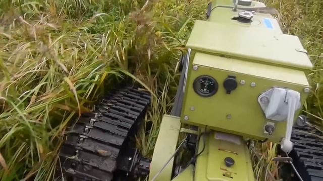 Первые испытания гусениц на тяжелом мотоблоке после доработки