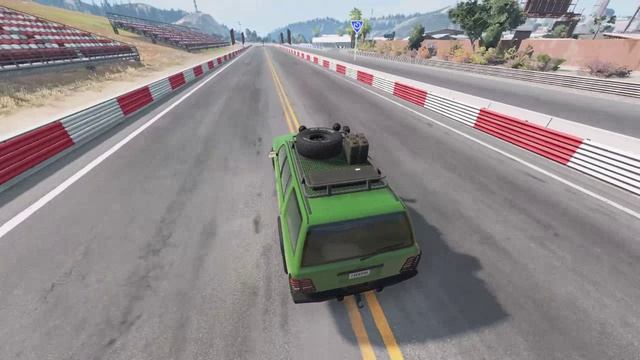 Автомобили на высокой скорости на езжают на цепь BeamNG drive