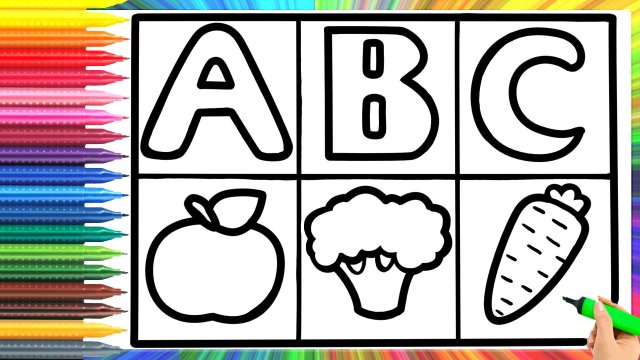 Как нарисовать английские буквы и овощи для детей