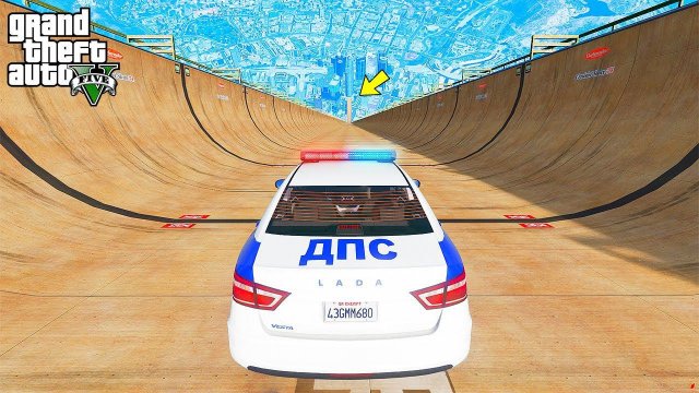 СПУСК БЕЗ ТОРМОЗОВ по МЕГА ТРАМПЛИНУ на РУССКИХ МАШИНАХ в ГТА 5 МОДЫ - ЭКСПЕРИМЕНТЫ в GTA 5