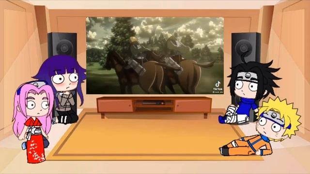 реакция Наруто на Атаку титанов #2 ||gacha life||