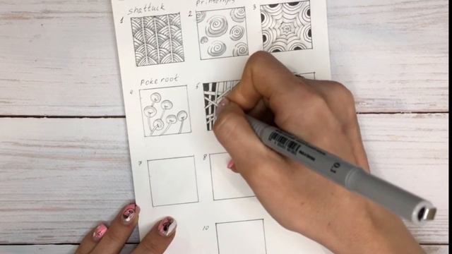 10 ТАНГЛОВ для начинающих. Как рисовать узоры. Зентангл Дудлинг