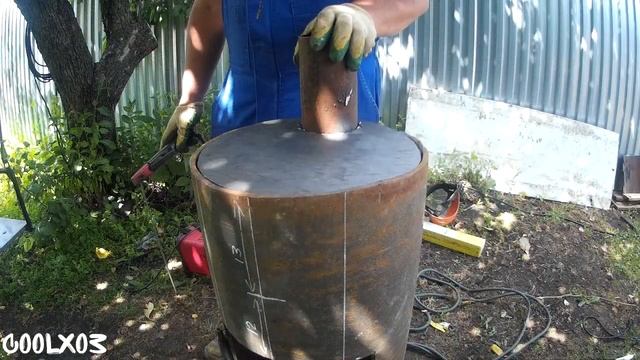Буржуйка из трубы ,своими руками.