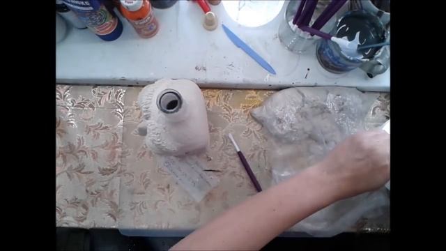 Декор бутылки папье - маше.