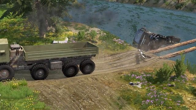 Тачки против бревенчатого моста #5 – BeamNG.Drive