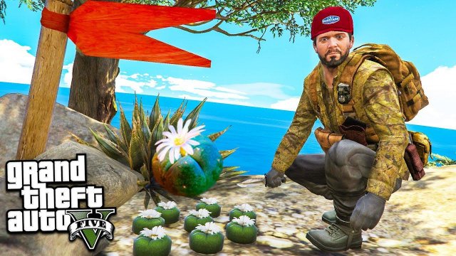 НАШЕЛ РАСТЕНИЕ ЛОФОФОРА НА ОСТРОВЕ РЕАЛЬНАЯ ЖИЗНЬ ГТА 5 МОДЫ #23! веселая игра как мультик для детей