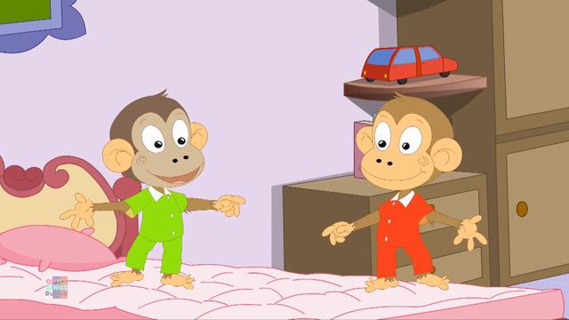 пять маленьких обезьян | прыгать на кровати | Five Little Monkeys | Oh My Genius Russia