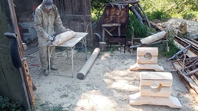 Садовая мебель из бревен .Лесная мебель.