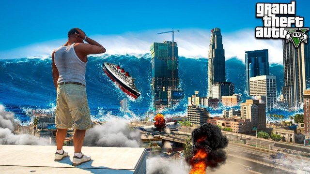 ОГРОМНЫЙ ЦУНАМИ И ТОРНАДО РАЗРУШИЛИ ГОРОД ЛОС САНТОС В ГТА 5 МОДЫ! ОБЗОР МОДА В GTA 5! ВИДЕО MODS