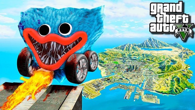 ПРЫЖКИ НА МАШИНАХ ХАГГИ ВАГГИ ЧЕРЕЗ ВСЮ КАРТУ В ГТА 5 МОДЫ! POPPY PLAYTIME ОБЗОР МОДА GTA 5! ГТА МОД