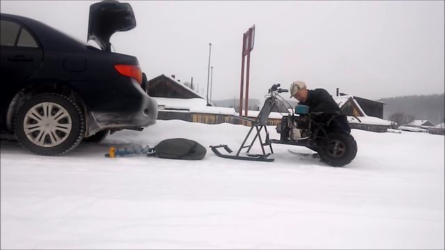 Мотосани "Драндулет 2" -выгрузка, сборка (minibike snow)