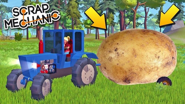  БАБКА НАШЛА ОГРОМНЫЙ КАРТОФЕЛЬ и ТАЩИТ его ТРАКТОРОМ МУЛЬТИК в Scrap Mechanic
