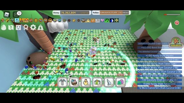 Как БАГОМ БЫСТО УБИТЬ КОКОСОВОГО КРАБА? В Bee Swarm Simulator? (Убийство багом)