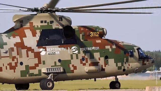 Взлет нового вертолёта Ми-26Т2В по-самолётному. Форум "Армия-2020"