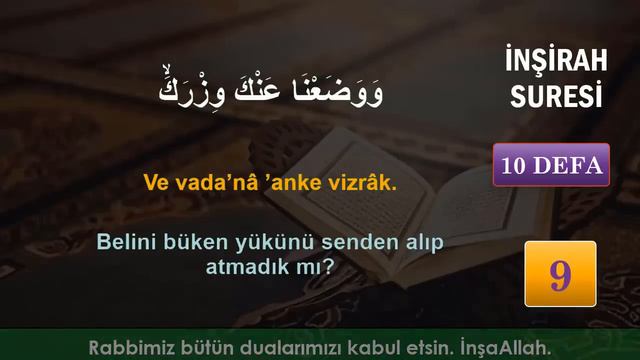 BÜTÜN İSTEKLER İÇİN İNŞİRAH SURESİ ve KENZÜL ARŞ DUASI DİNLE Dualar Hazinesi