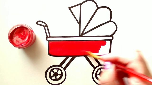 Как нарисовать КОЛЯСКУ / Мультик раскраска для детей КОЛЯСКА / Нарисуй Ка