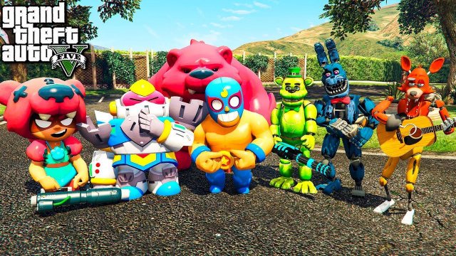 БРАВЛЕРЫ ЛЕОН И ВОЛЬТ НАШЛИ АНИМАТРОНИКОВ ФНАФ В ГТА 5 МОДЫ! ОБЗОР МОДА В GTA 5! ВИДЕО ИГРЫ MODS