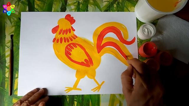 Видеоурок для детей групп 6-1,6-2. Рисование гуашью "Петушок золотой гребешок" Клименко О.А