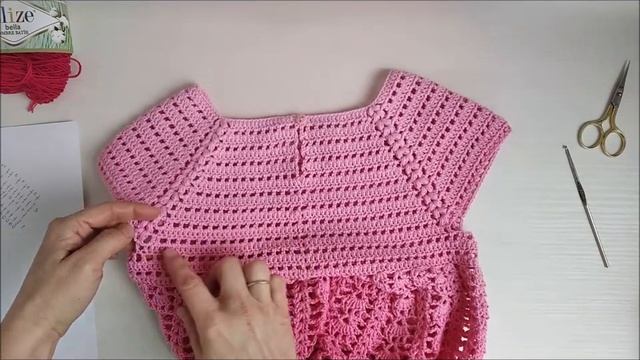 Платье для девочки 5  6 лет крючком. Пряжа Alize bella ombre batik