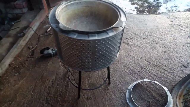 Печь под казан из барабана от стиральной машины