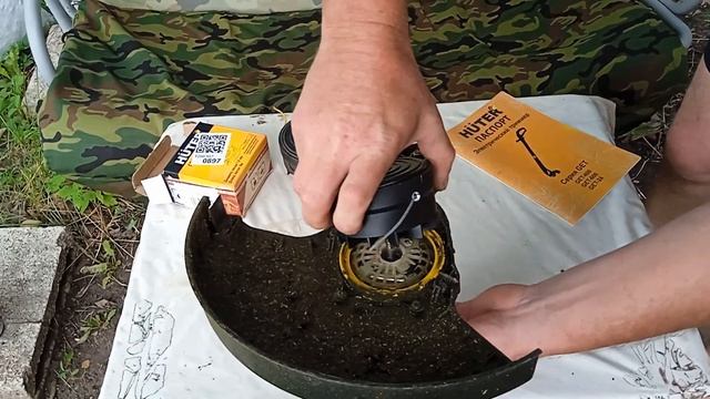 Замена катушки на триммере Huter GET-600.