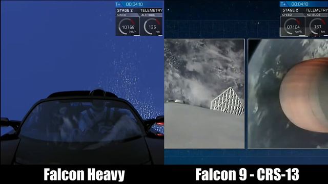Полное сравнение запусков Falcon Heavy и Falcon 9 (запуск и посадка)