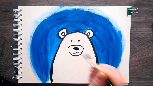 БЕЛЫЙ МЕДВЕДЬ | Рисуем с детьми зимние рисунки гуашью