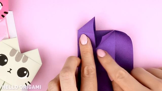 Оригами Котик Книжная Закладка из бумаги | Origami Paper Cat Bookmark