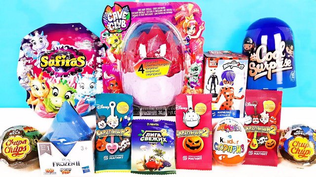 СЮРПРИЗ MIX! Cave Club, СКРЕПЫШИ 2 Магнит, Леди Баг, Акция Лента, Фиксики Unboxing Kinder Surprise