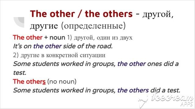OTHER, ANOTHER, THE OTHER, OTHERS. Ловушки в переводе "другой, другие"