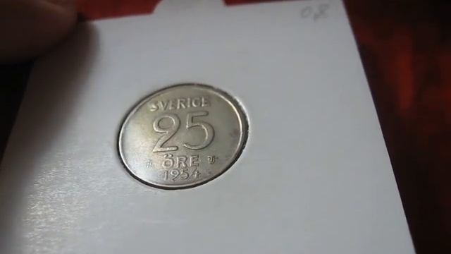 Coin 25 ore  1954  Sweden  Sverige монета  25 оре эре Швеция  world coin collecting