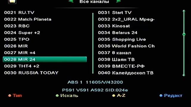 Бесплатные российские спутниковые каналы Спутник ABS 2, позиция 75Е