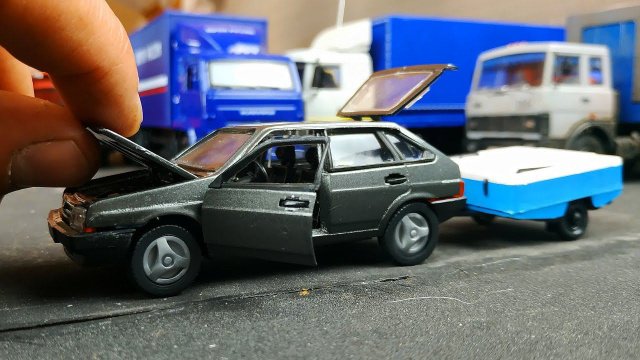 Машинка моделька ВАЗ 2109 с прицепом масштаб 1/43! Модель из СССР распаковка и обзор! Про машинки!