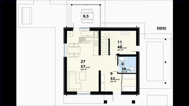 ? ПРОЕКТ ДОМА 2 этажа с гаражом 8х9 из газобетона 100м2