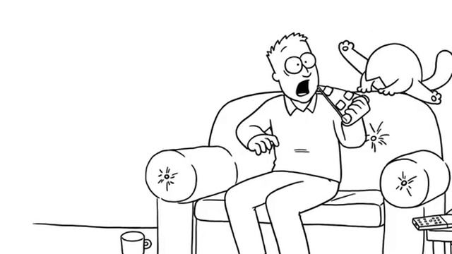 Simon's Cat Eating. Sausage Simon Cat Pizza. Video