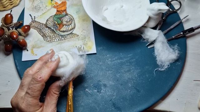 Ватная композиция "Эльфик - путешественник" часть1,   сложность 7