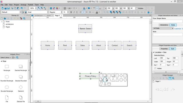 axure pro - information architecture design of real estate web pages