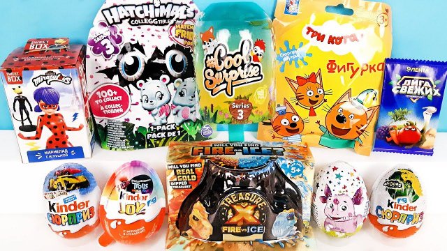 СЮРПРИЗ MIX! Леди Баг, Три кота, Лунтик, Акция Лента, Тролли, Машинки Unboxing Kinder Surprise