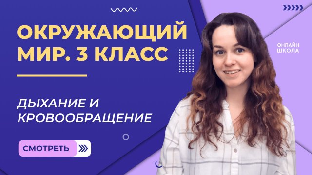 Дыхание и кровообращение. Видеоурок 20. Окружающий мир 3 класс