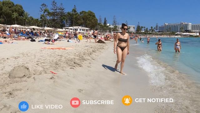 ▶️ Nissi Beach Walk, Ayia Napa, Cyprus ▶ Walking Tour along the famous Nissi Beach