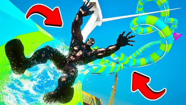 СПУСК СО СКОЛЬЗКОЙ ГОРКИ ЗА ВЕНОМА в АКВАПАРКЕ в ГТА 5 МОДЫ! ГОРКИ в GTA 5