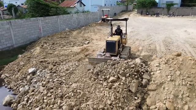 Part 2, Best Fantastic Project Build Road and Land fill by Dozer D21A and D20P Pushing soil Stone